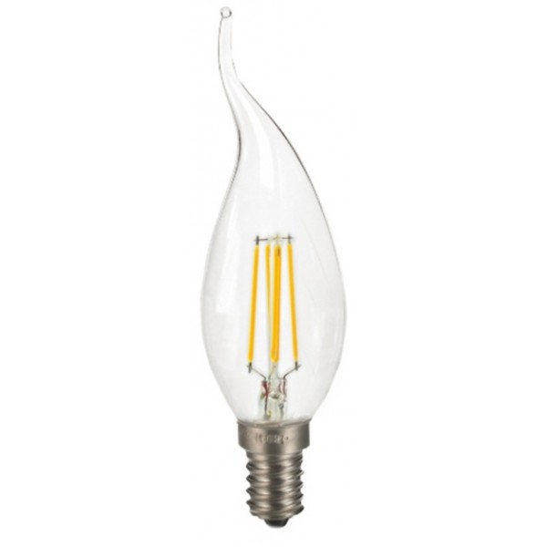 Bombilla led E14 vela efecto llama 4W tapa blanca 220° Temperatura de color  4500 K Blanco natural